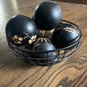 A basket of Wooden Balls